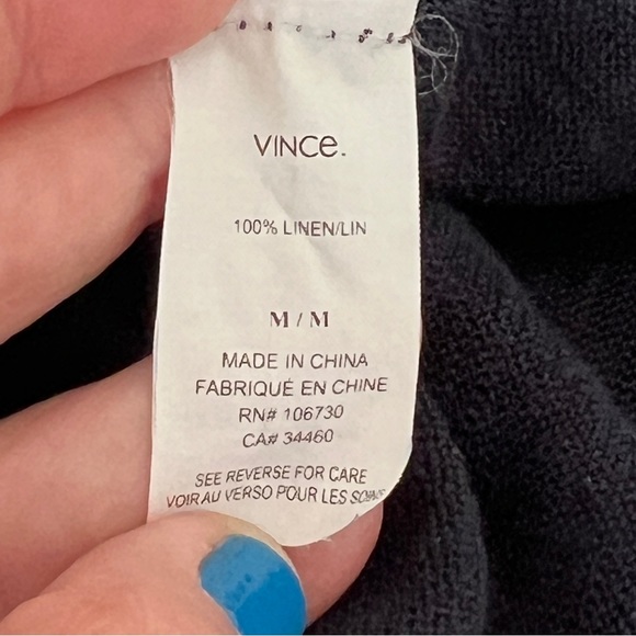 Vince linen sweater navy blue lightweight sheer M - Picture 7 of 7